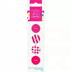 Набор пуговиц "Spots & Stripes Brights", цвет ярко-розовый (DoCrafts)