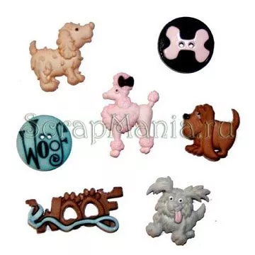 Набор пуговиц "Веселые собаки" (Dress it Up)