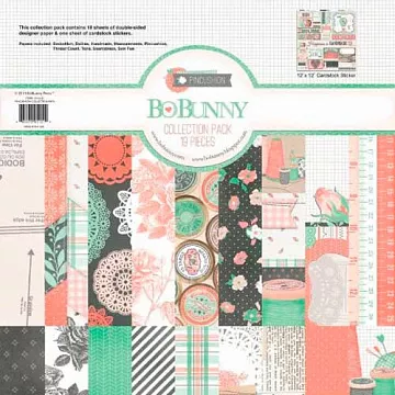Набор бумаги 30х30 см с наклейками "Pincushion", 18 листов (BoBunny)