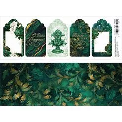 Лист с картинками 10х30 см "Малахитовый цветок. Ярлыки" (ScrapMania)