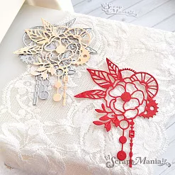 Нож "Цветок с шестеренками и подвесками", 8х10,5 см (ScrapMania)