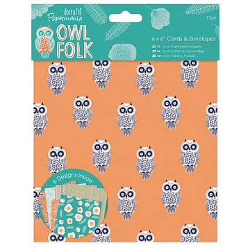 Набор заготовок для открыток 15х15 см "Owl Folk" с конвертами, 12 шт (DoCrafts)