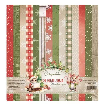 Набор бумаги 30х30 см "Снежная зима. Фоновая", 7 листов (Scrapodelie)