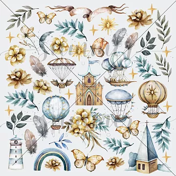 Бумага 30х30 см "Облачный атлас. Картинки для вырезания" (Summer Studio)