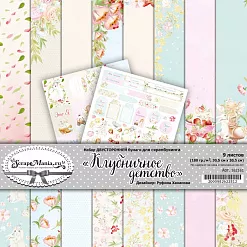 Набор бумаги 30,5х30,5 см "Клубничное детство", 9 листов (ScrapMania)
