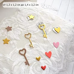 Нож "Первая любовь. Ключ и сердечки", 1,4х3,2 см (ScrapMania)