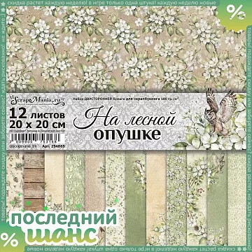ШАНС Набор бумаги 20х20 см "На лесной опушке", 12 листов (ScrapMania)