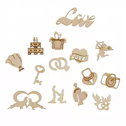 Набор деревянных украшений "Свадьба" (АртУзор) Набор деревянных украшений "Свадьба" (АртУзор)