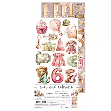 Набор бумаги 15х30 см "Baby Girl Universe. Для вырезания", 18 листов (Craft O'Clock)