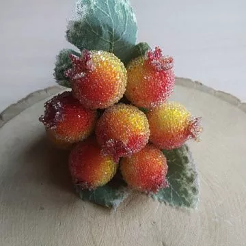 Букет "Гранат засахаренный с листиком. Красно-желтый", 16 см