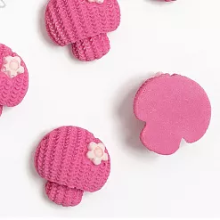 Акриловое украшение "Грибочек вязаный. Фуксия", 1,7х1,8 см, 1 шт