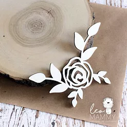 Украшение из чипборда "Роза с листьями" (LeoMammy)