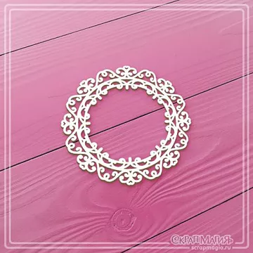 Чипборд "Круглая кружевная рамка" (СкрапМагия)
