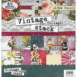 Набор бумаги 30х30 см Vintage collage, 24 листа (DCWV, 1/2 набора)