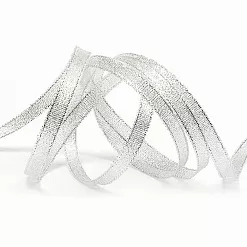 Лента репсовая с люрексом "Серебро", ширина 0,6 см, длина 1 м