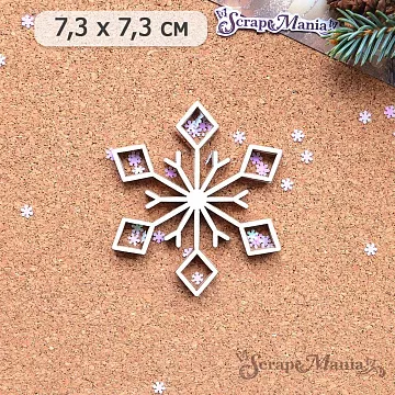 Шейкер "Фономикс. Новогодний. Снежинка 3 маленькая", 7,3х7,3 см (ScrapMania)