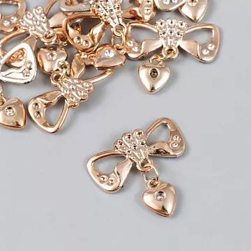 Набор акриловых украшений "Сердечко на бантике", 3,3х3,3 см, 12 шт (АртУзор)