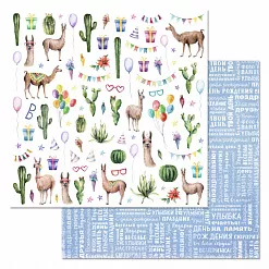 Набор бумаги 30,5х30,5 см "Ламы", 12 листов (ScrapMania)