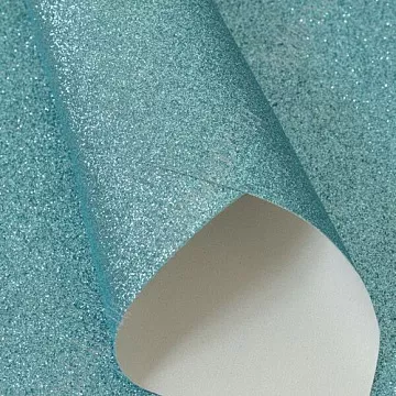 Отрез экокожи А4 "С глиттером. Голубой 10"