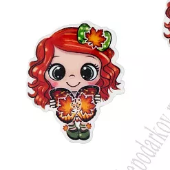 Акриловое украшение "Девочка с крсными волосами и бабочкой", 3х3,5 см Акриловое украшение "Девочка с крсными волосами и бабочкой", 3х3,5 см