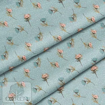 Отрез ткани 79х50 см "Цветы на голубом" (Cotton)
