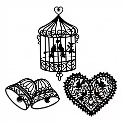 Набор бархатных вырубок "Клетка и сердце" (АртУзор)