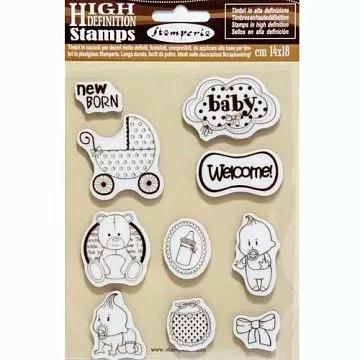 Резиновый штамп "New born", 5х4,8 см (Stamperia)