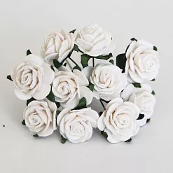Букет крупных роз "Белый", 2 см, 10 шт (Craft)