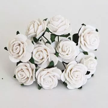 Букет крупных роз "Белый", 2 см, 10 шт (Craft)