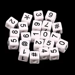 Набор бусин "Цифры на белом кубике. Большие" (АртУзор)