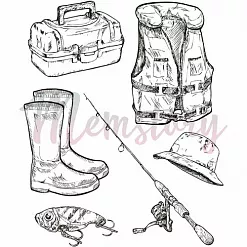 Штамп "Рыболовные принадлежности", 6,6х5,8 см (Memstory)