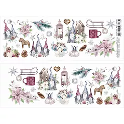 Лист с картинками 10х30 см "Новогодние гномы. Детали" (ScrapMania)