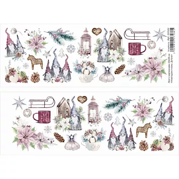 Лист с картинками 10х30 см "Новогодние гномы. Детали" (ScrapMania)