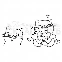 Штамп "Подарочные коты" (Скрапклуб)