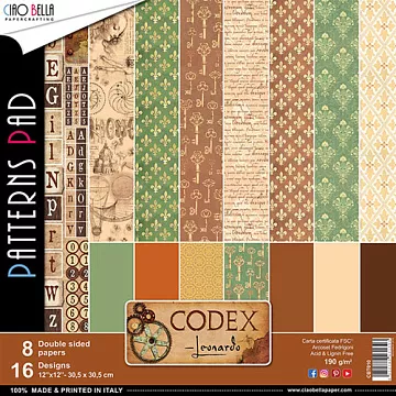 Набор бумаги 30х30 см "Codex leonardo. Фоновый", 8 листов (Ciao bella)