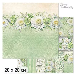 20х20 Бумага "Цветочный вернисаж. Зеленый. Дизайн-Обложка" (ScrapMania)