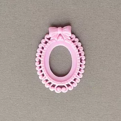 Акриловое украшение "Рамочка. С бантом", цвет розовый