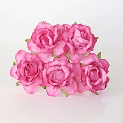 Букет больших кудрявых роз "Розовый", 4 см, 5 шт (Craft)