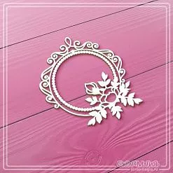 Чипборд "Ажурная круглая рамка с цветами", 6х6,7 см (СкрапМагия)