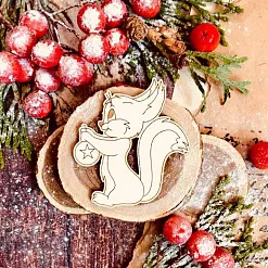 Чипборд "Белочка с новогодней игрушкой", 4,2х4,6 см (WoodHome)