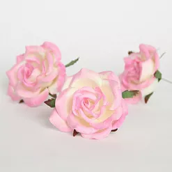 Цветок розы коттеджной "Розовый с белым", 7 см, 1 шт (Craft)