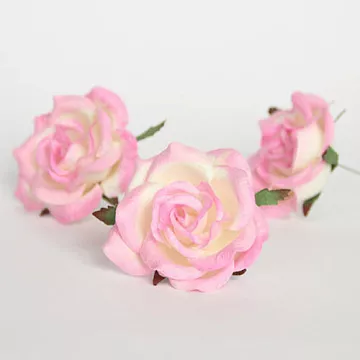 Цветок розы коттеджной "Розовый с белым", 7 см, 1 шт (Craft)