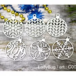 Набор украшений из чипборда "Новогодние шары" (LadyBug)