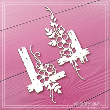 Чипборд "Уголки с цветами и досочками", 4,3х10,3 см (СкрапМагия)