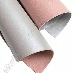 Отрез экокожи А4 "Серебро и пыльно-розовый", двусторонний