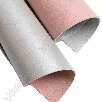 Отрез экокожи А4 "Серебро и пыльно-розовый", двусторонний