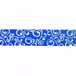 Лента репсовая "Завитки. Синяя", ширина 25 мм, длина 90 см (Magic Hobby)