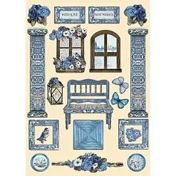 Набор деревянных украшений "Blue land", 20 шт (Stamperia)