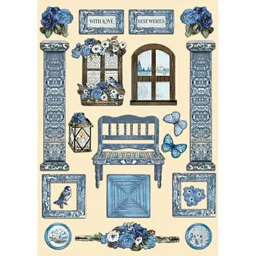 Набор деревянных украшений "Blue land", 20 шт (Stamperia)