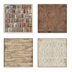 Набор тканевых листов 30х30 см "Vintage Library", 4 шт (Stamperia)
